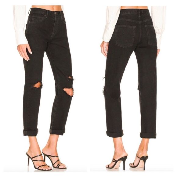 Free People × We The Free Bren Boyfriend Destroyed Jean in Black Magic, Size 24 - Picture 1 of 16